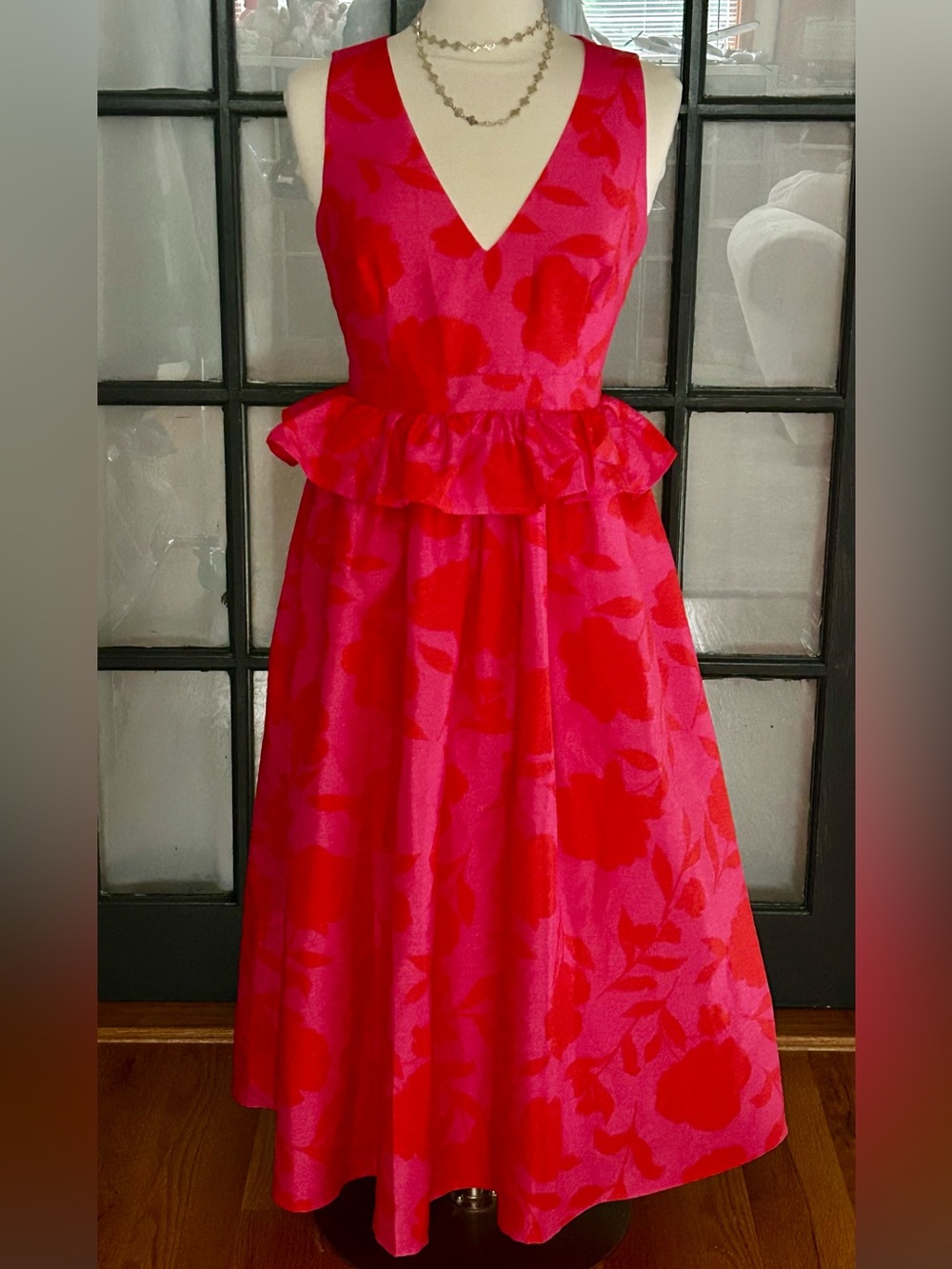 KATE SPADE  Rose Peplum Midi Dress 6